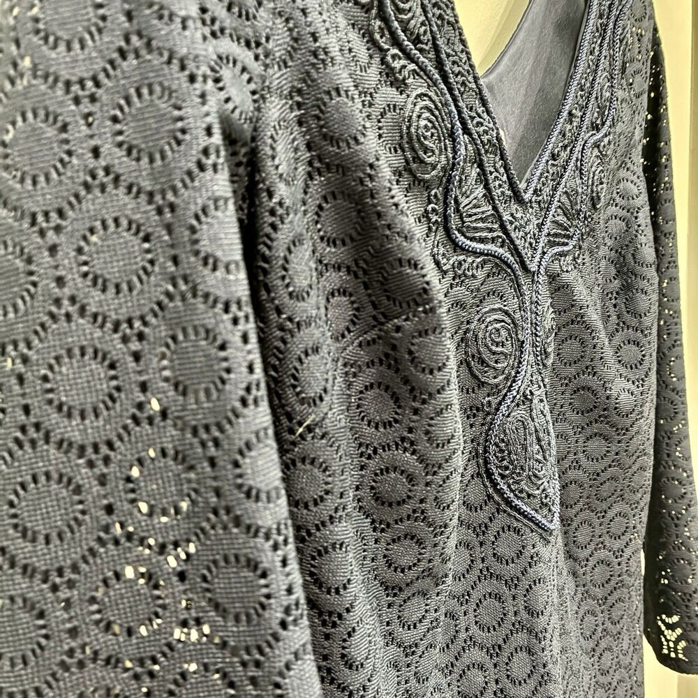 Lilly Pulitzer Alden Navy Eyelet Lace Shift Dress Sm Bell Sleeve Resort Preppy - Picture 7 of 12